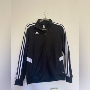 Adidas Track Jacket Size Small Black & White With Zipper Pockets